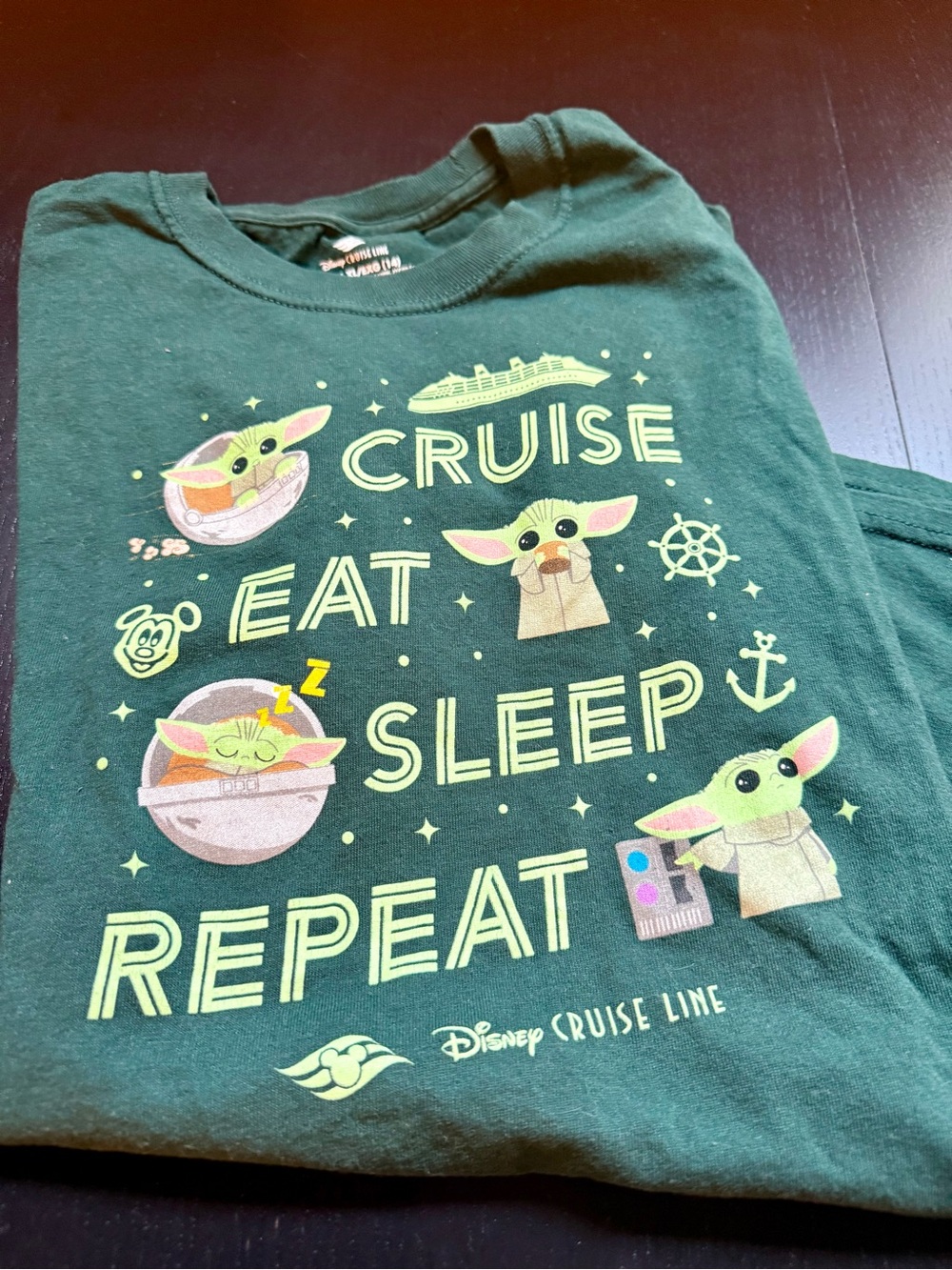 Disney Cruise Line Kids "Cruise Eat Sleep Repeat" Green Tee